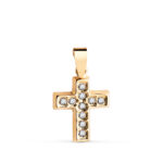 18K CRUZ ORO AMARILLO CON CIRCONITAS BLANCAS. MEDIDA: 13,5 X 10 MM