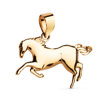 18K COLGANTE ORO AMARILLO CABALLO CORRIENDO EN BRILLO. MEDIDA: 23 X 14 MM