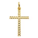 9K CRUZ ORO AMARILLO SIN CRISTO TALLADA DIAMANTADA. MEDIDA: 30X20 MM
