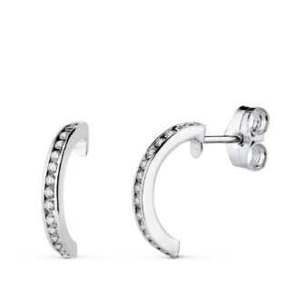 18K AROS ORO BLANCO ABIERTOS CON 28 DIAMANTES LABORATORIO 0,225 QTS VS2-G. ALTO: 13 X 1,5 MM CIERRE PRESION
