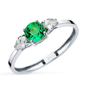 18K SORTIJA ORO BLANCO DIAMANTES LABORATORIO TALLA PERA Y ESMERALDA RECRISTALIZADA 5 MM 0,48 QT 0,29QT. VS2 - E