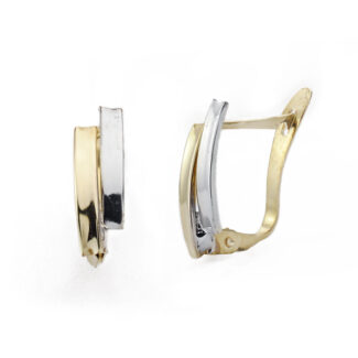 9K PENDIENTES BANDAS BICOLOR 12X4 MM