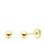 9K PENDIENTES ORO AMARILLO BOLAS LISAS 4 MM CIERRE TUERCA