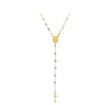 18K GARGANTILLA ROSARIO ORO BICOLOR DIAMANTADO 45CM