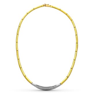 18K GARGANTILLA ORO BICOLOR CIRCONITA MOTIVO 42CM