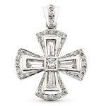 18K CRUZ ORO BLANCO CIRCONITA 29X26 MM