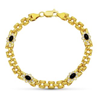18K PULSERA ORO AMARILLO PANTER Y CUAJOS CIRCONITAS