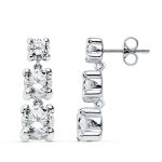 18K PENDIENTES ORO BLANCO CIRCONITA 22X7 MM CIERRE PRESION
