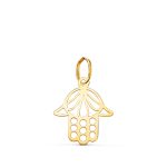 18K COLGANTE AMULETO ORO AMARILLO MANO DE FATIMA CALADA EN BRILLO. MEDIDA: 16 X 14 MM