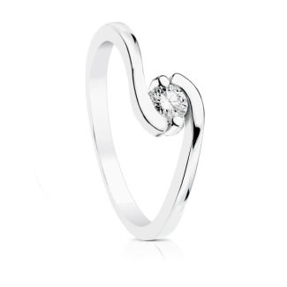 18K SOLITARIO DIAMANTE NATURAL TALLA BRILLANTE ORO BLANCO 0.200 QTS. SI-H