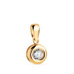 18K COLGANTE ORO AMARILLO CHATON 8MM DIAMANTE LABORATORIO TALLA BRILLANTE 5 MM 0,325 QTS. G-VS2.