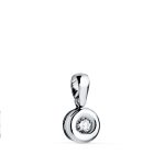 18K COLGANTE ORO BLANCO CHATON 6,5MM DIAMANTE LABORATORIO TALLA BRILLANTE 2,90 MM 0,100 QTS. G-VS2.