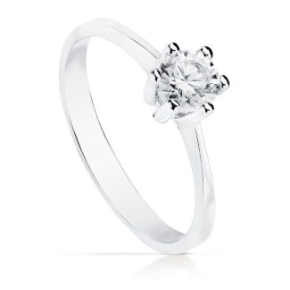 18K SOLITARIO ORO BLANCO CIRCONITA 5 MM