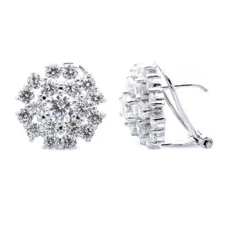 18K PENDIENTES CIRCONITAS 14 MM ORO BLANCO CIERRE OMEGA