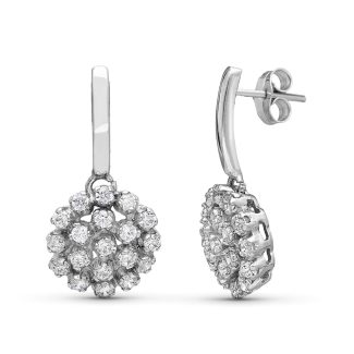 18K PENDIENTES CUAJO CIRCONITAS 13MM ORO BLANCO CIERRE PRESION