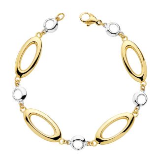 18K PULSERA HUECA ORO BICOLOR 19CM