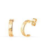 18K PENDIENTES ORO AMARILLO MEDIO ARO ABIERTO TORNILLOS EN BRILLO. MEDIDA: 12X3 MM. CIERRE PRESION