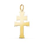 18K COLGANTE ORO AMARILLO CRUZ DE CARAVACA EN BRILLO. MEDIDA: 27 X 13,5 MM