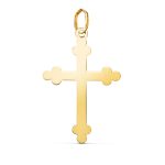 18K COLGANTE ORO AMARILLO CRUZ DE LA TRINIDAD EN BRILLO. MEDIDA: 27 X 18 MM