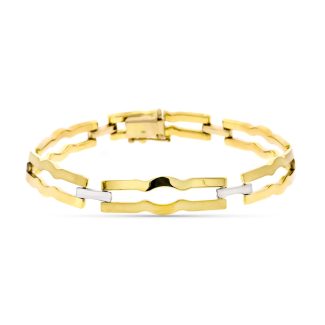 18K PULSERA ORO BICOLOR MATE Y BRILLO