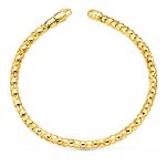 18K PULSERA ORO AMARILLO COREANA HUECA ANCHO 4 MM LARGO 20CM