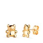 18K PENDIENTES ORO AMARILLO OSOS MATE Y BRILLO. MEDIDA: 7 X 6 MM. CIERRE PRESION