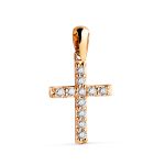 18K COLGANTE CRUZ ORO AMARILLO 11 DIAMANTES LABORATORIO 0,230 QTS. G-VS2. MEDIDA: 17 X 11,5 MM