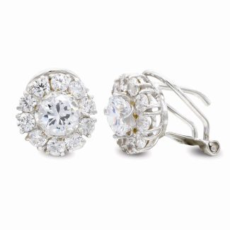 18K PENDIENTES ORO BLANCO CIRCONITA OMEGA