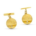 18K GEMELOS ORO AMARILLO CIRCONITA REDONDO MATE Y BRILLO