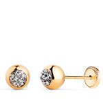 18K PENDIENTES ORO AMARILLO BOLA EN BRILLO CON CIRCONITAS. MEDIDA: 6MM. CIERRE TUERCA