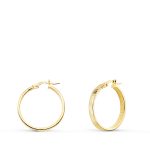 9K PENDIENTES ARO HUECOS CON GRECA 23 MM TUBO RECTANGULAR 23 MM X 4MM