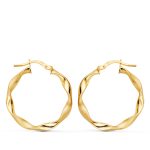 9K AROS ORO AMARILLO HUECOS RETORCIDOS MATE Y BRILLO 24X2.5 MM