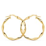 9K AROS ORO AMARILLO HUECOS RETORCIDOS MATE Y BRILLO 29X2.5 MM
