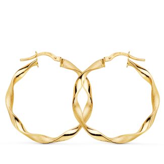 9K AROS ORO AMARILLO HUECOS RETORCIDOS MATE Y BRILLO 29X2.5 MM