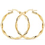 9K AROS ORO AMARILLO HUECOS RETORCIDOS MATE Y BRILLO 35 X 2.75 MM