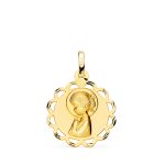 9K MEDALLA VIRGEN NIÑA CALADA 19MM